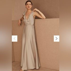 BHLDN | Dresses | Bhldn Saylor Cowlneck Satin Maxi Dress In Sage | Poshmark